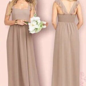 NEW SHOW ME YOUR MUMU June Maxi Dress Small Dune Chiffon Ruffle Straps Bridesmai